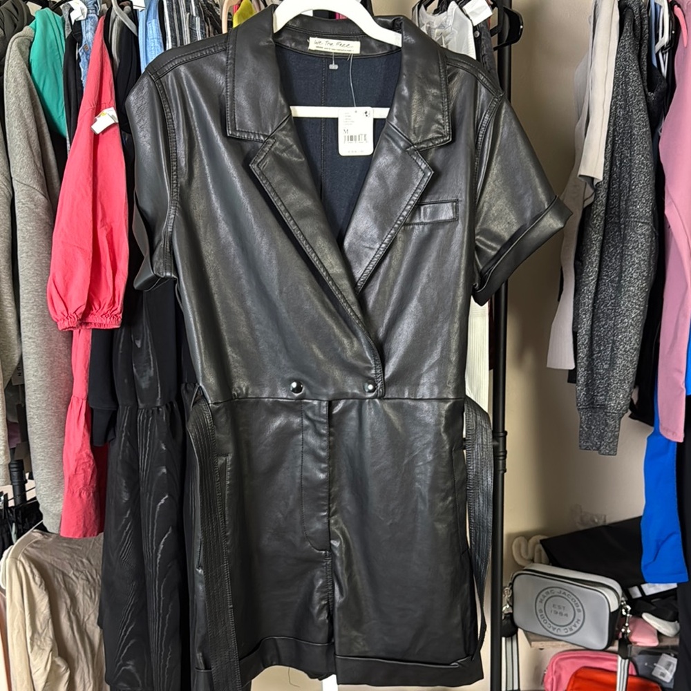 We the free x free people faux leather romper BNWT